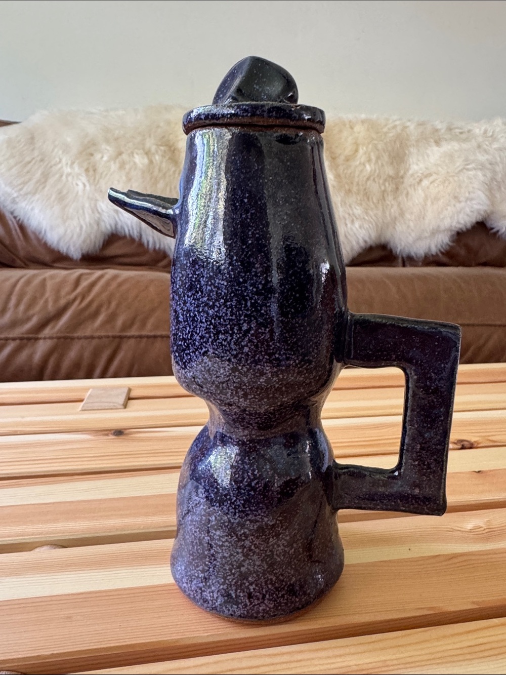 Handmade Deep Purple Ceramic Pitcher - Home Art